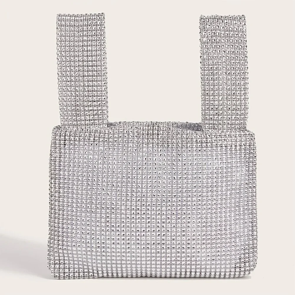 Glitter Bling, Shiny Glamorous, Elegant, Exquisite Rhinestone Decor Hobo Bag